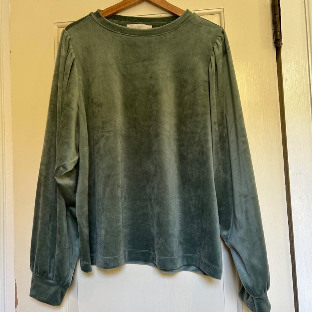 LOFT Velour Sweatshirt - XL- Sea Green - Like New